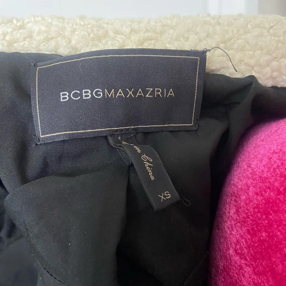 Bcbg black wool moto shearling jacket XS - Picture 6 of 7